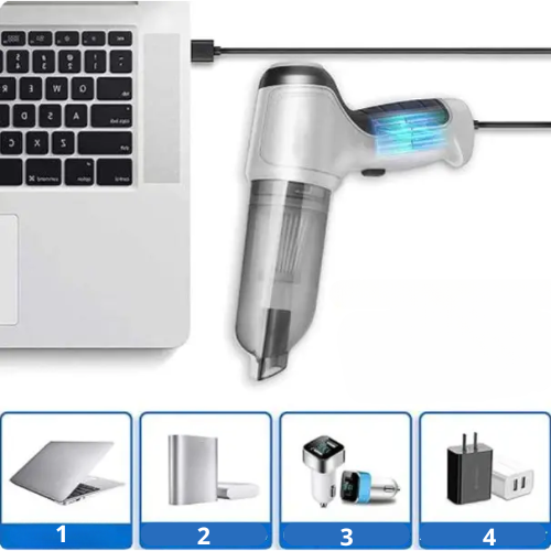 Aspirateur Portable Sans Fil Voiture – Puissant, Léger & Rechargeable USB