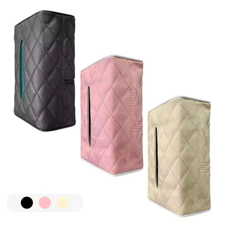 PUレザー製の車用ティッシュボックス - サンシェードまたはヘッドレストに取り付け