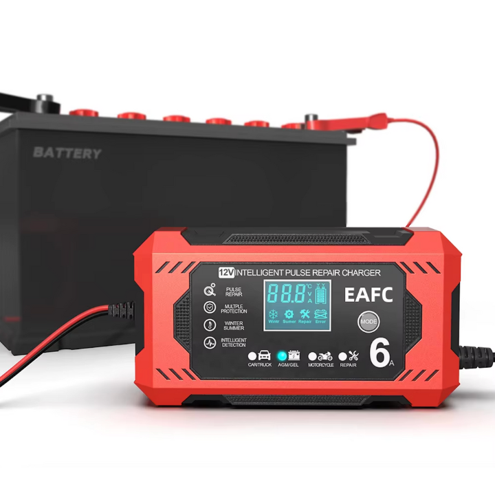 Slimme Auto Acculader 12V/24V - LCD Weergave & Automatische Bescherming 