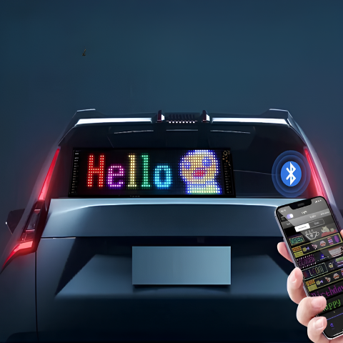 Pantalla LED Animada Para Coche – Mensajes y Emojis Personalizados 