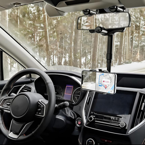 Ondersteuning Telefoon Auto — Bevestiging Aan Achteruitkijkspiegel En Verstelbaar 