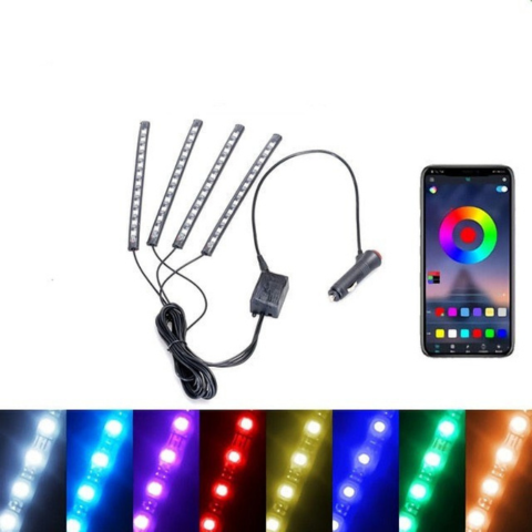 Kit LED Ambianță Mașină – Lumini Multicolore Reactive la Sunet 