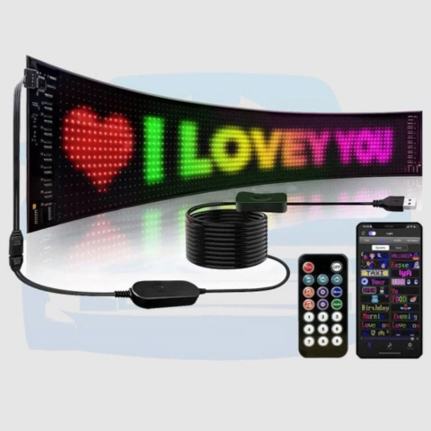 Pantalla LED Animada Para Coche – Mensajes y Emojis Personalizados 