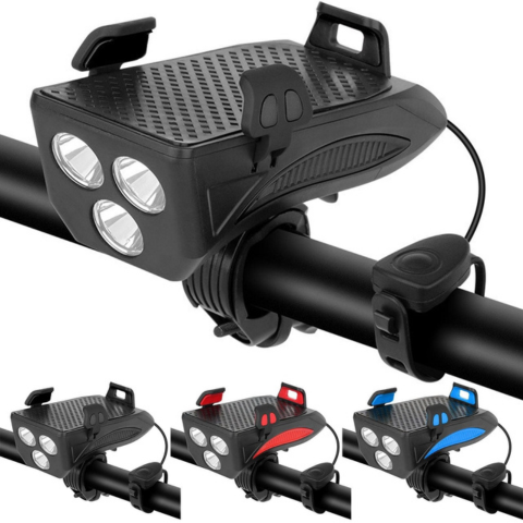 Multifunktionel cykel lampe – horn og telefonholder 