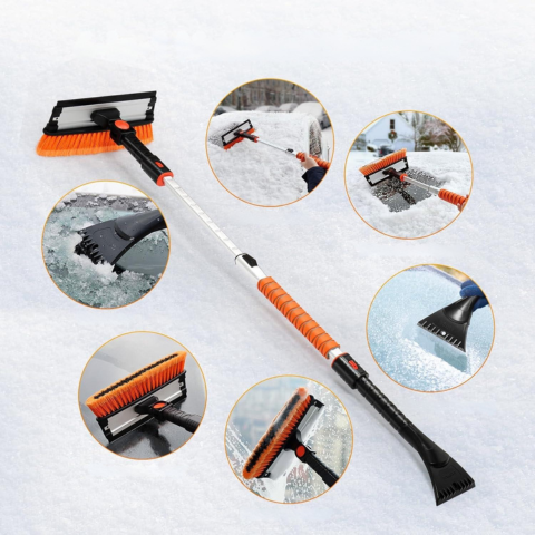 Cepillo de Nieve y Rascador de Auto — Mango Ajustable y Desmontable 