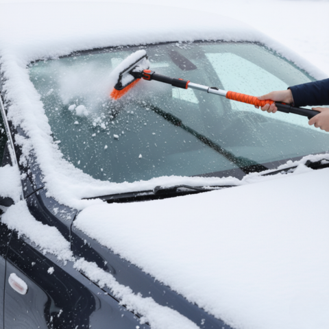 Cepillo de Nieve y Rascador de Auto — Mango Ajustable y Desmontable 