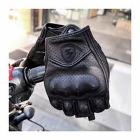 Gants Moto Demi-Doigts En Cuir PU – Style Biker Rétro & Respirants Été