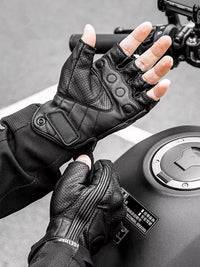 Gants Moto Demi-Doigts En Cuir PU – Style Biker Rétro & Respirants Été