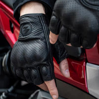 Gants Moto Demi-Doigts En Cuir PU – Style Biker Rétro & Respirants Été